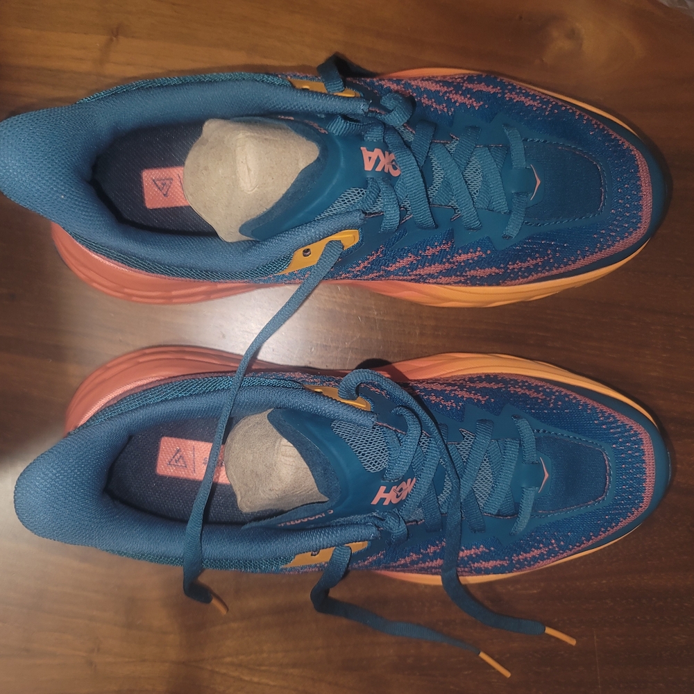 HOKA Blue and Orange Running Shoes